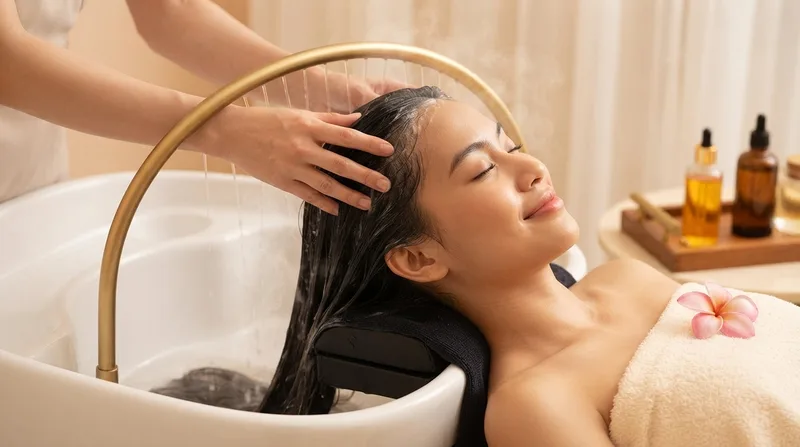 Java Creambath Kopf-Spa-Massage mit Wasserbogen bei Puti Bungsu in Holzwickede